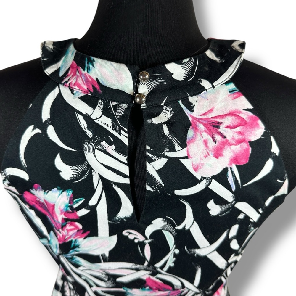 Women’s Black Halter Floral Print Top - Pink Accent - Picture 7 of 11